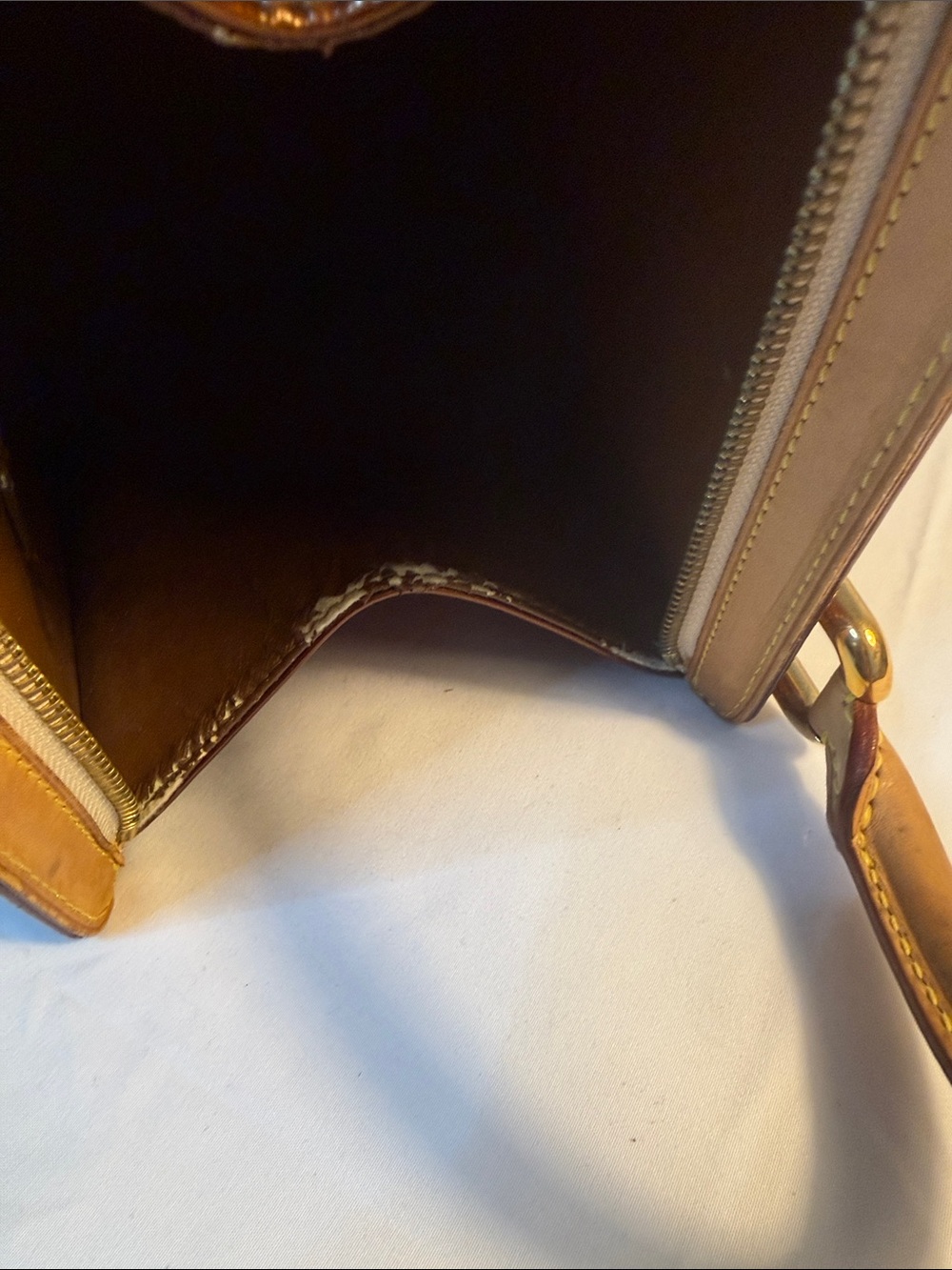 PROJECT Louis Vuitton Brown Vernis Patent Monogram Triangle Satchel - Picture 8 of 14